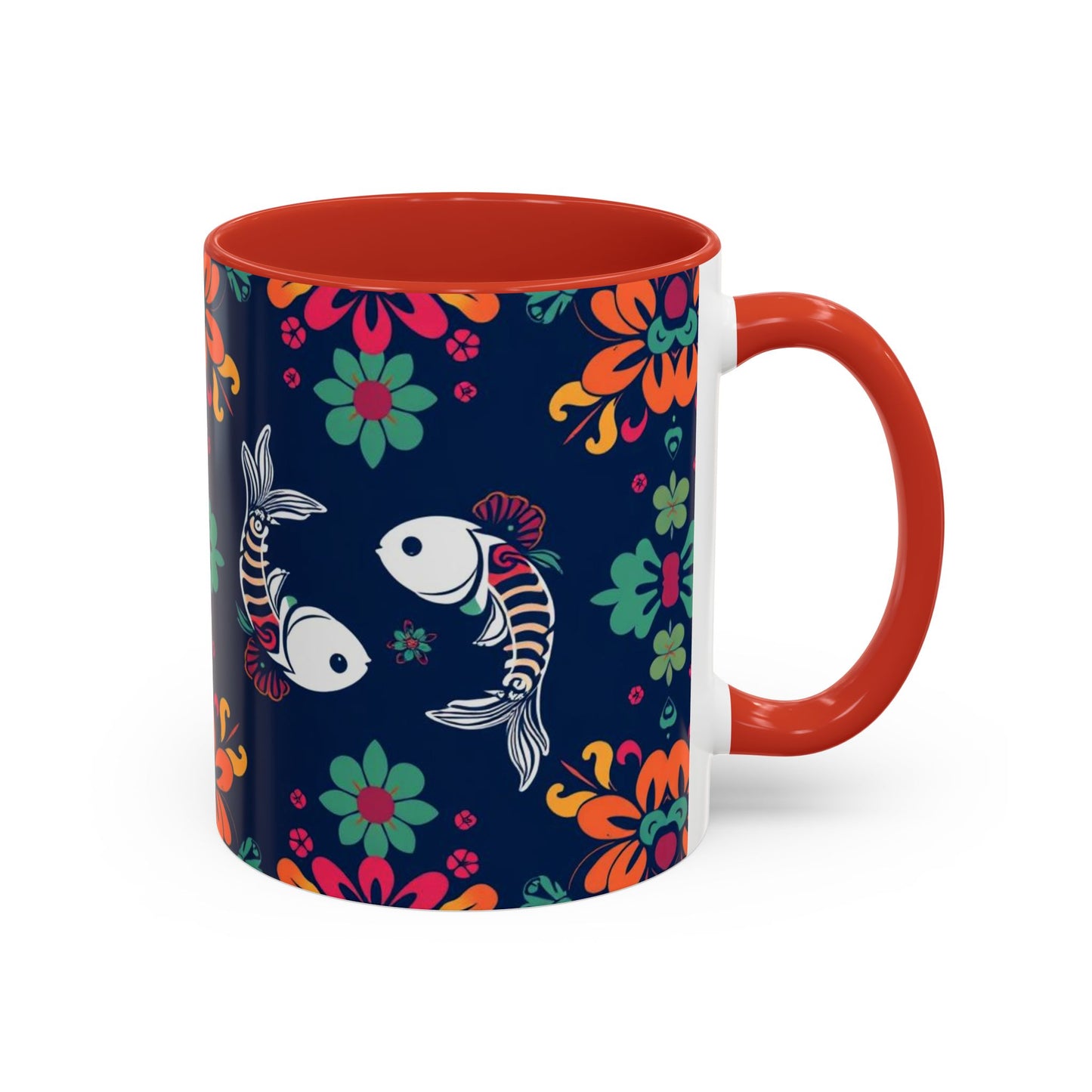 Accent Coffee Mug, Pisces, Zodiac. Flower Pattern, (11, 15oz)