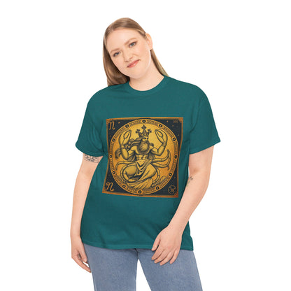 Unisex Heavy Cotton T-Shirt, Crab King v1, Cancer Zodiac Design