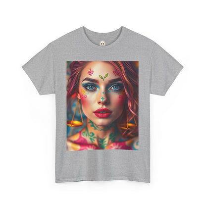 Unisex Heavy Cotton T-Shirt, Libra, Zodiac v1, Sexy Art