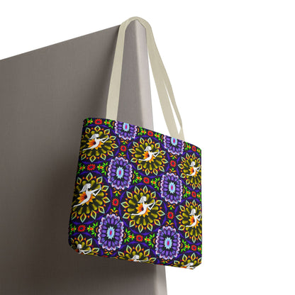 Tote Bag, (AOP), Sagittarius, Zodiac v5, Flower Pattern