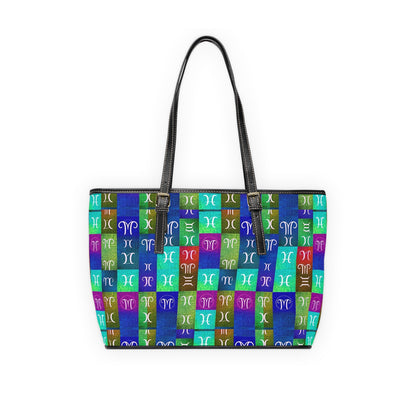 Leather Shoulder Bag, Aquarius, Zodiac v2, Shapes Pattern