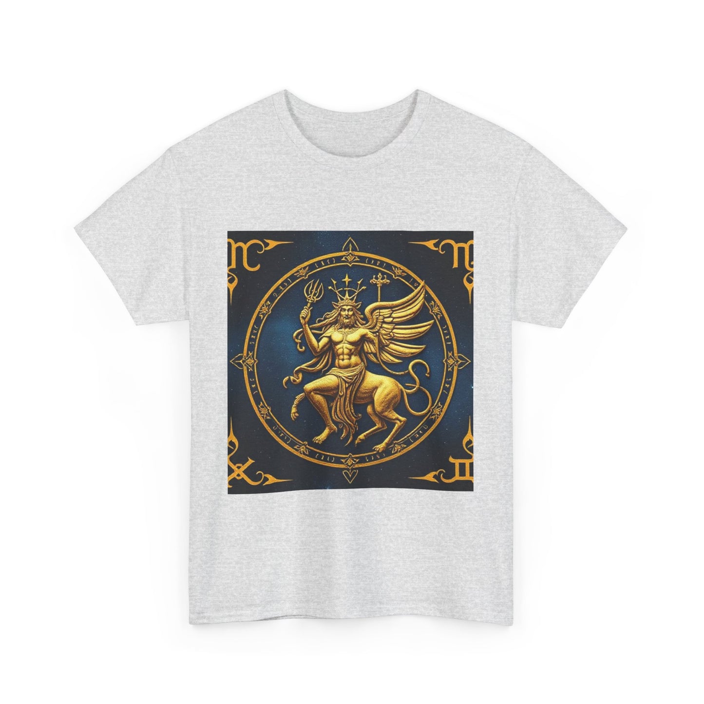 Unisex Heavy Cotton T-Shirt, Gold Angel, Symbol, Virgo Zodiac Design