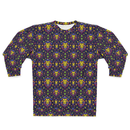 Unisex Sweatshirt (AOP), Leo, Zodiac v3, Jewel Pattern