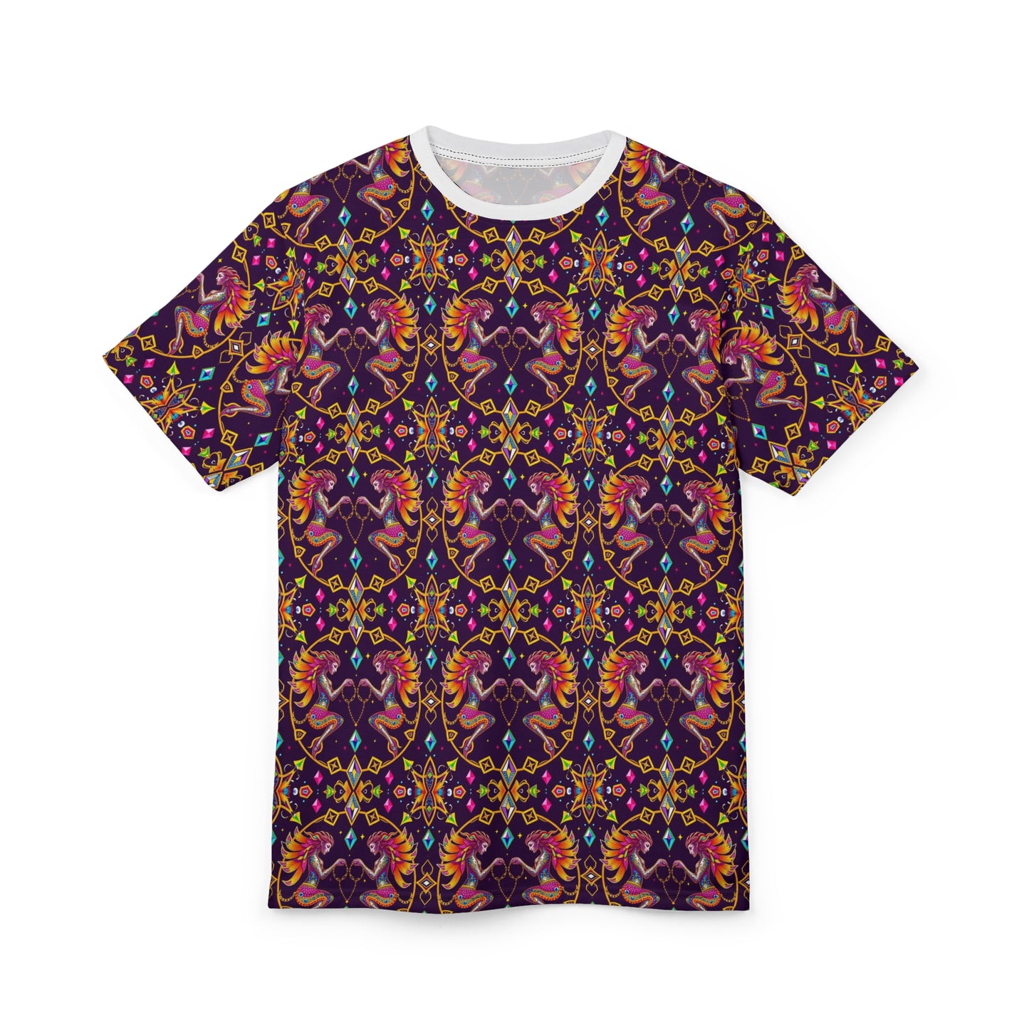Unisex Cut & Sew T-Shirt, (AOP), Gemini, Zodiac v2, Jewels Pattern