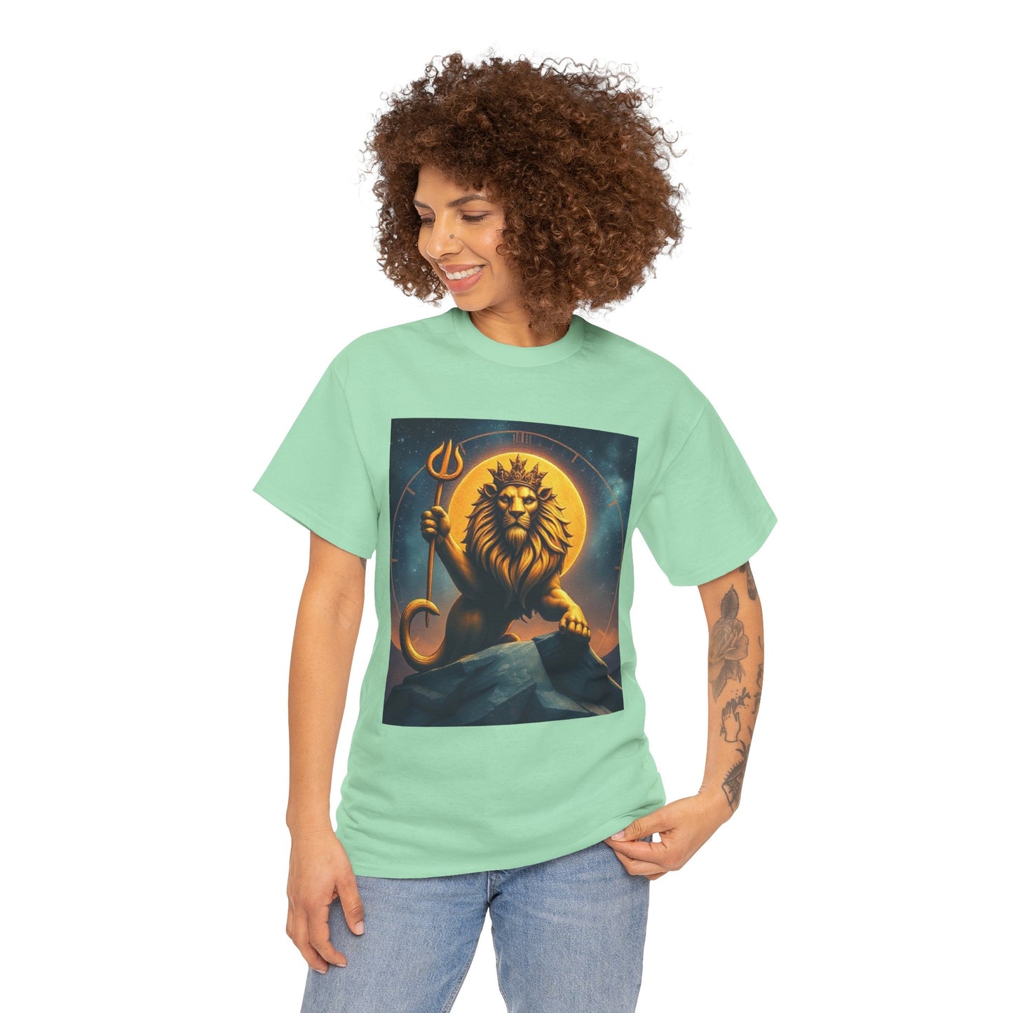 Unisex Heavy Cotton T-Shirt, King of Lion v3, Leo Zodiac Design