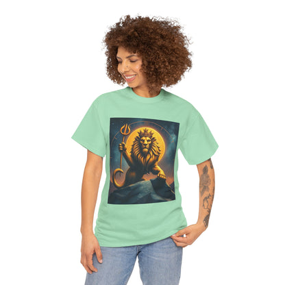 Unisex Heavy Cotton T-Shirt, King of Lion v3, Leo Zodiac Design