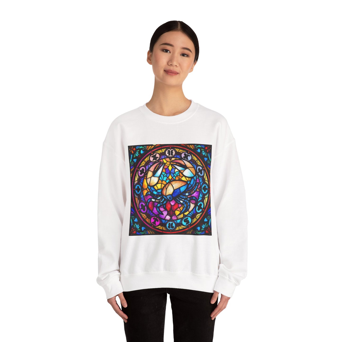 Unisex Heavy Blend™ Crewneck Sweatshirt, Glass, Cancer Zodiac Design