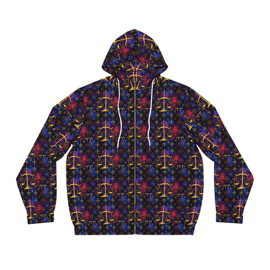 Full-Zip Hoodie (AOP), Libra, Zodiac, Pattern