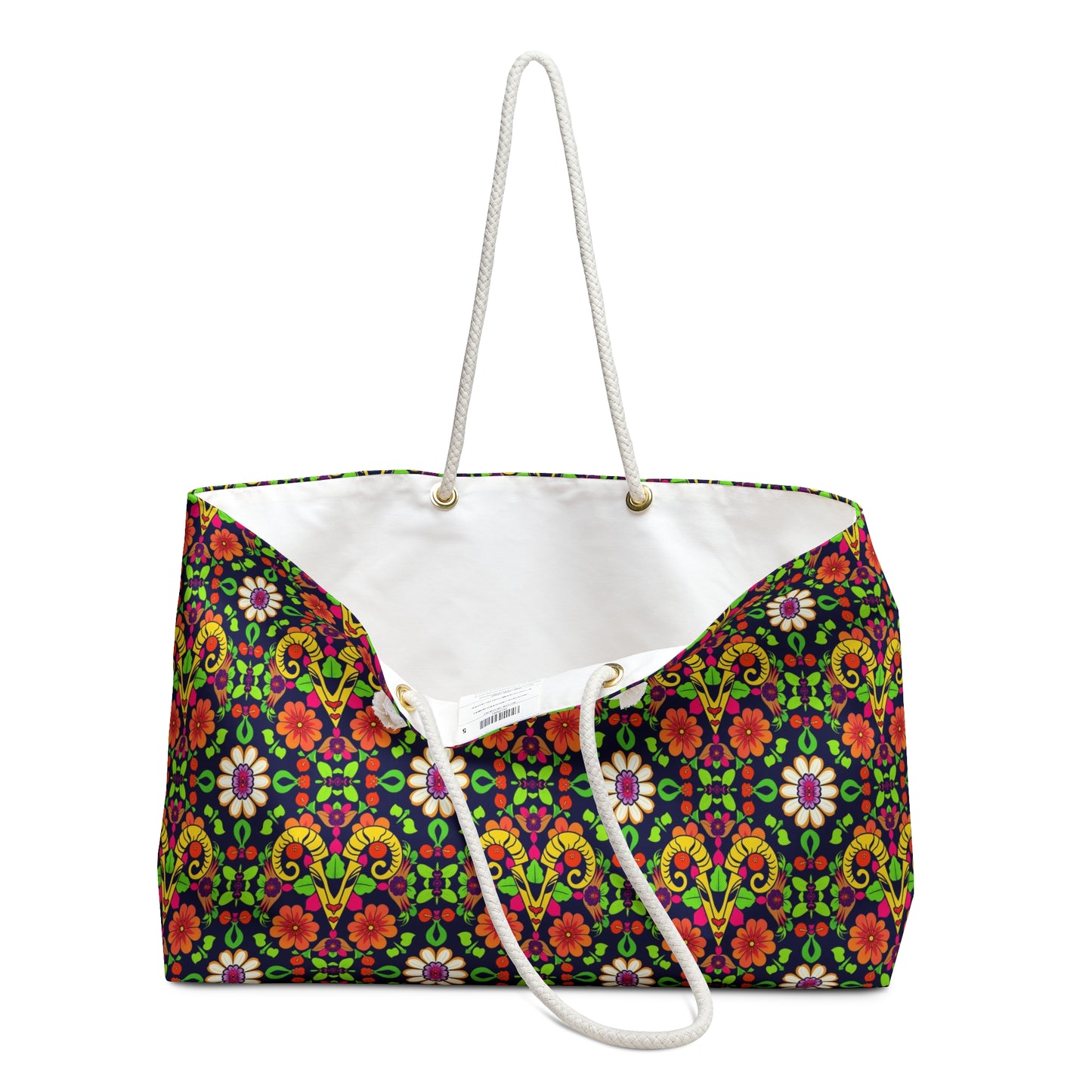 Weekender Bag, Aries, Zodiac v4, Flower Pattern