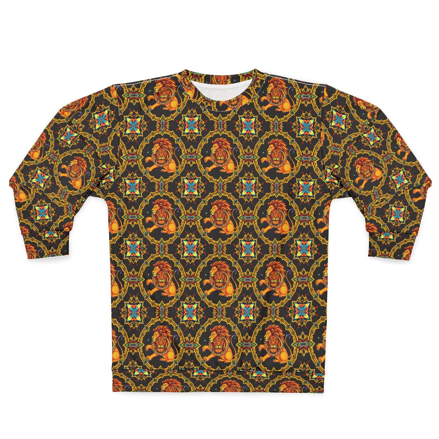 Unisex Sweatshirt (AOP), Leo, Zodiac v4, Jewel Pattern