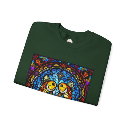 Unisex Heavy Blend™ Crewneck Sweatshirt, Glass 1, Pisces Zodiac Design