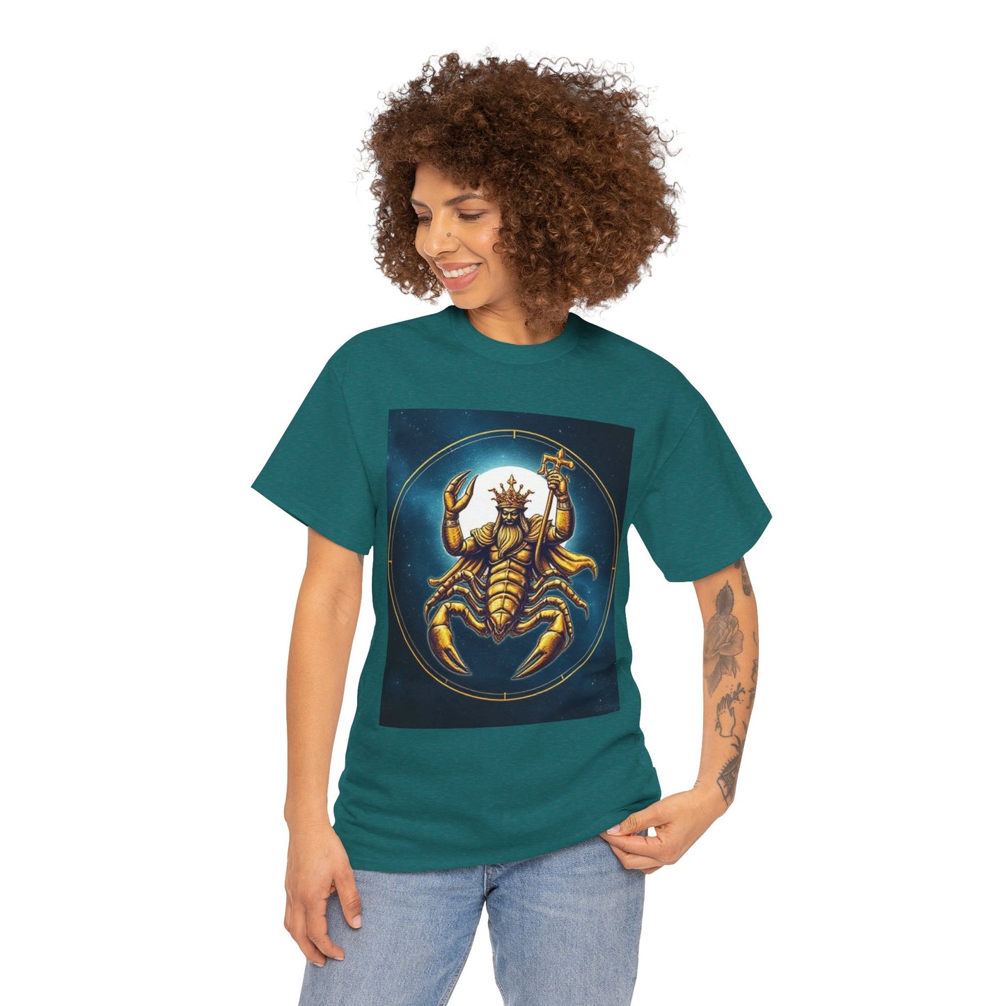 Unisex Heavy Cotton T-Shirt, Moon, Scorpio Zodiac Design