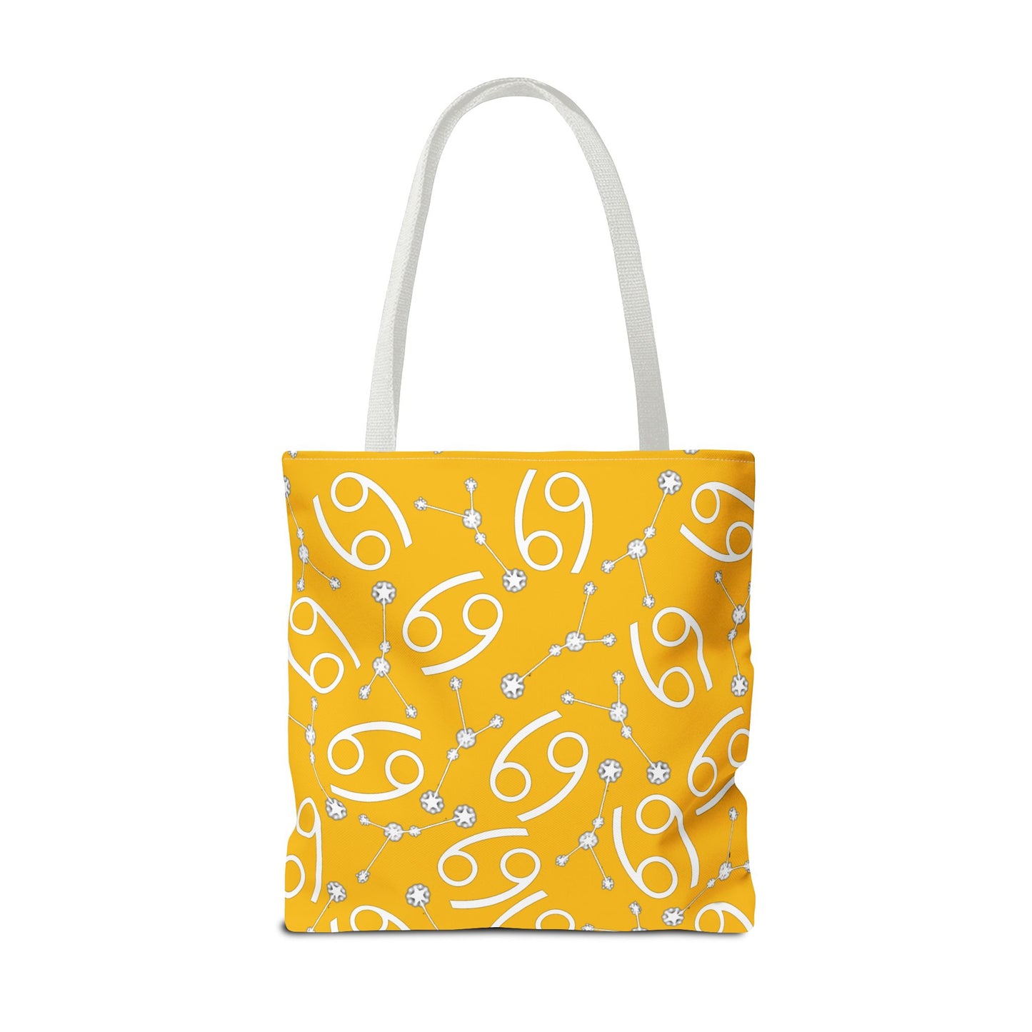 Tote Bag, Cancer Zodiac Sign, AOP, (Yellow, White)