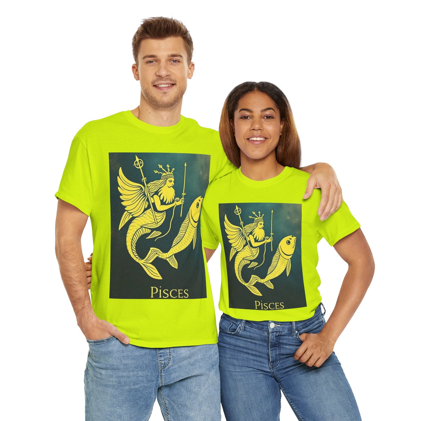 Unisex Heavy Cotton T-Shirt, Pisces Quuen v1, Zodiac Design