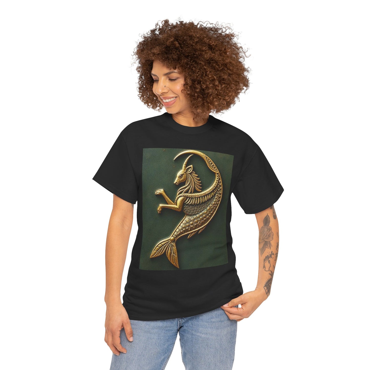 Unisex Heavy Cotton T-Shirt, Capricorn Animal. Symbol, Zodiac Design