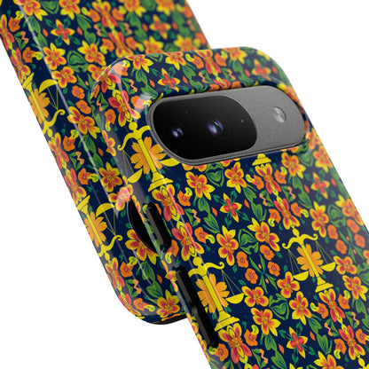 Tough Cases, Libra, Zodiac v3, Flower Pattern
