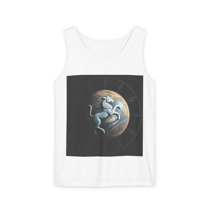 Unisex Garment-Dyed, Tank Top, Aquarius Design, Planet Animal, 100% Ringspun US cotton