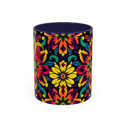 Accent Coffee Mug, Capricorn, Zodiac v4, Flower Pattern, (11, 15oz)