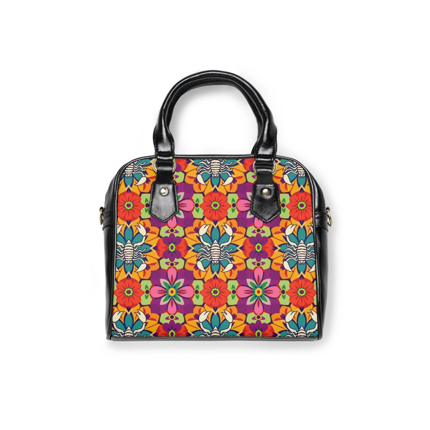 Shoulder Handbag, Scorpio, Zodiac v2, Flower Pattern