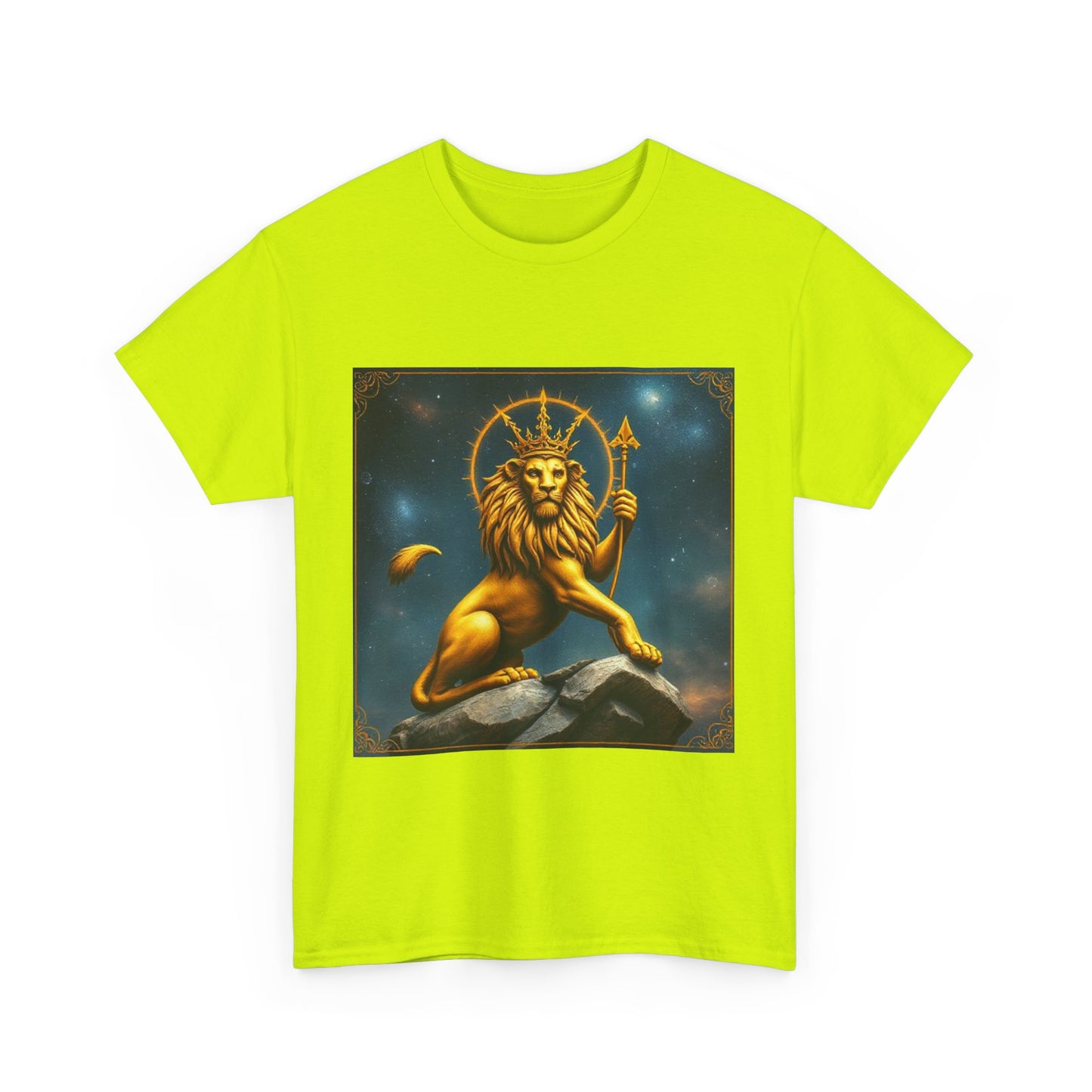 Unisex Heavy Cotton T-Shirt, King of Lions, Leo Zodiac Design