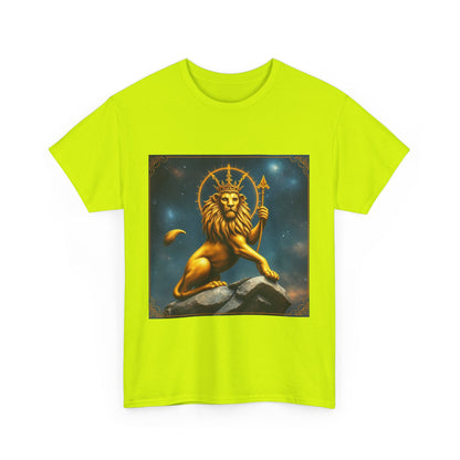 Unisex Heavy Cotton T-Shirt, King of Lions, Leo Zodiac Design