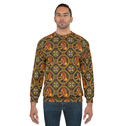 Unisex Sweatshirt (AOP), Leo, Zodiac v4, Jewel Pattern