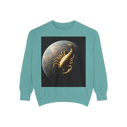 Garment-Dyed Sweatshirt, Unisex, Space Animal Design v1, Scorpio