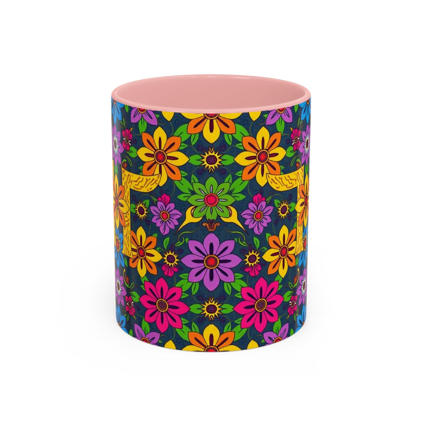 Accent Coffee Mug, Gemini, Zodiac v3, Flower Pattern, (11, 15oz)