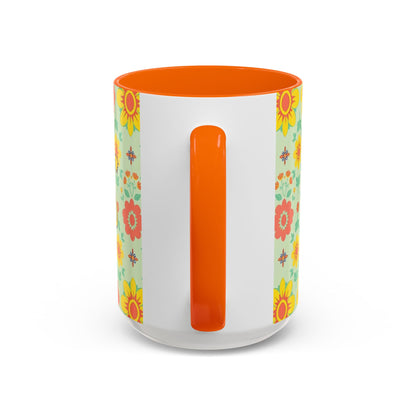 Accent Coffee Mug, Leo, Zodiac v2, Flower Pattern, (11, 15oz)