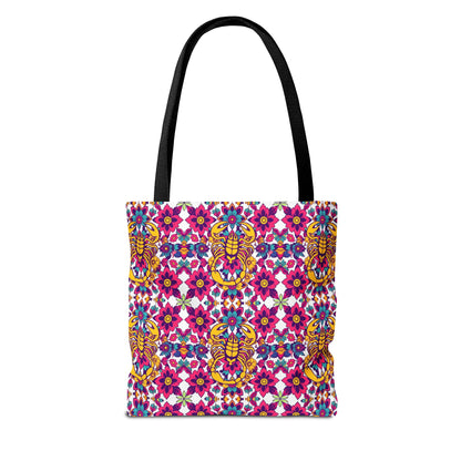 Tote Bag (AOP), Scorpio, Zodiac v1, Flower Pattern