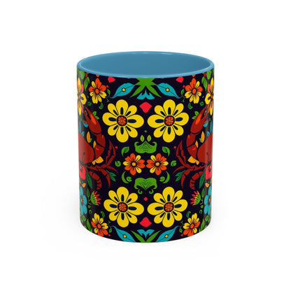 Accent Coffee Mug, Cancer, Zodiac v2, Flower Pattern, (11, 15oz)