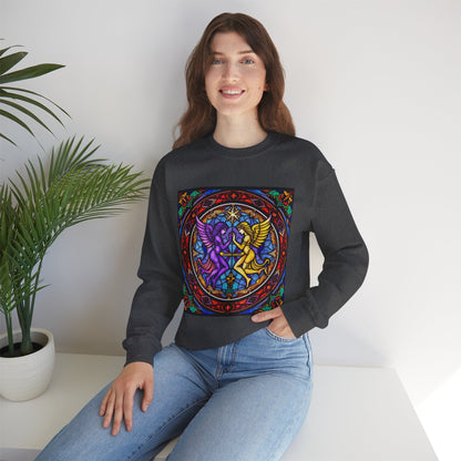 Unisex Heavy Blend™ Crewneck Sweatshirt, Glass, Gemini Zodiac Design