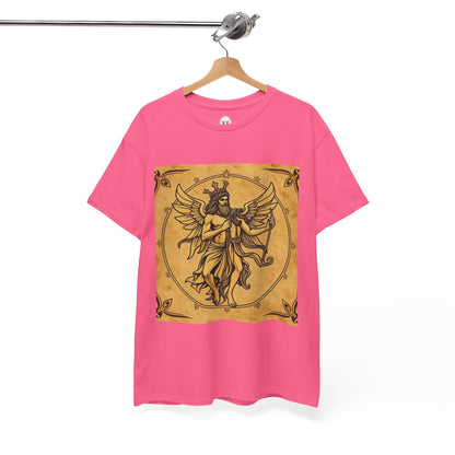 Unisex Heavy Cotton T-Shirt, Pencil Art v1, Gemini Zodiac Design