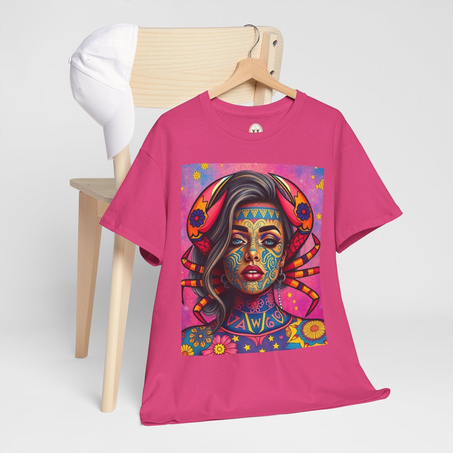 Unisex Heavy Cotton T-Shirt, Cancer, Zodiac v3, Sexy Art