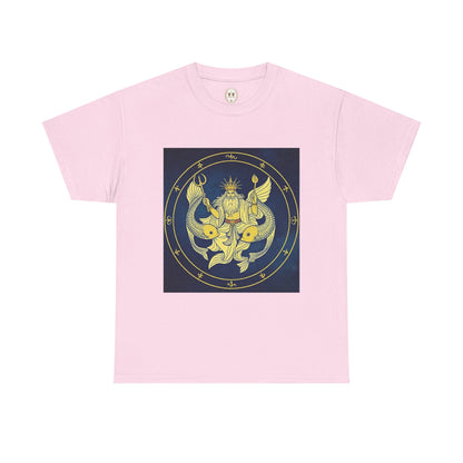 Unisex Heavy Cotton T-Shirt, King of Pisces, Zodiac Design