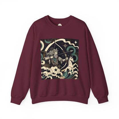 Unisex Heavy Blend™ Crewneck Sweatshirt, Man With Arrow Sagittarius Zodiac Design