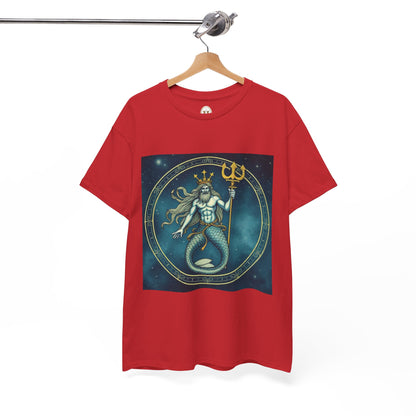 Unisex Heavy Cotton T-Shirt, Aquarius God 6v, Zodiac Design