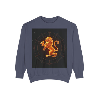 Garment-Dyed Sweatshirt, Unisex, Space Animal Design v1, Leo