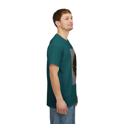 Unisex Heavy Cotton T-Shirt, Gold Libra God, Zodiac Design