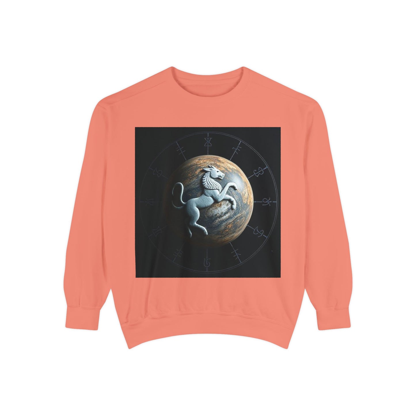 Garment-Dyed Sweatshirt, Unisex, Space Animal Design, Aquarius