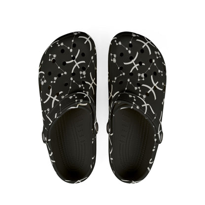 EVA Foam Rubber Shoes (AOP), Material 100% EVA, Pisces Zodiac Design