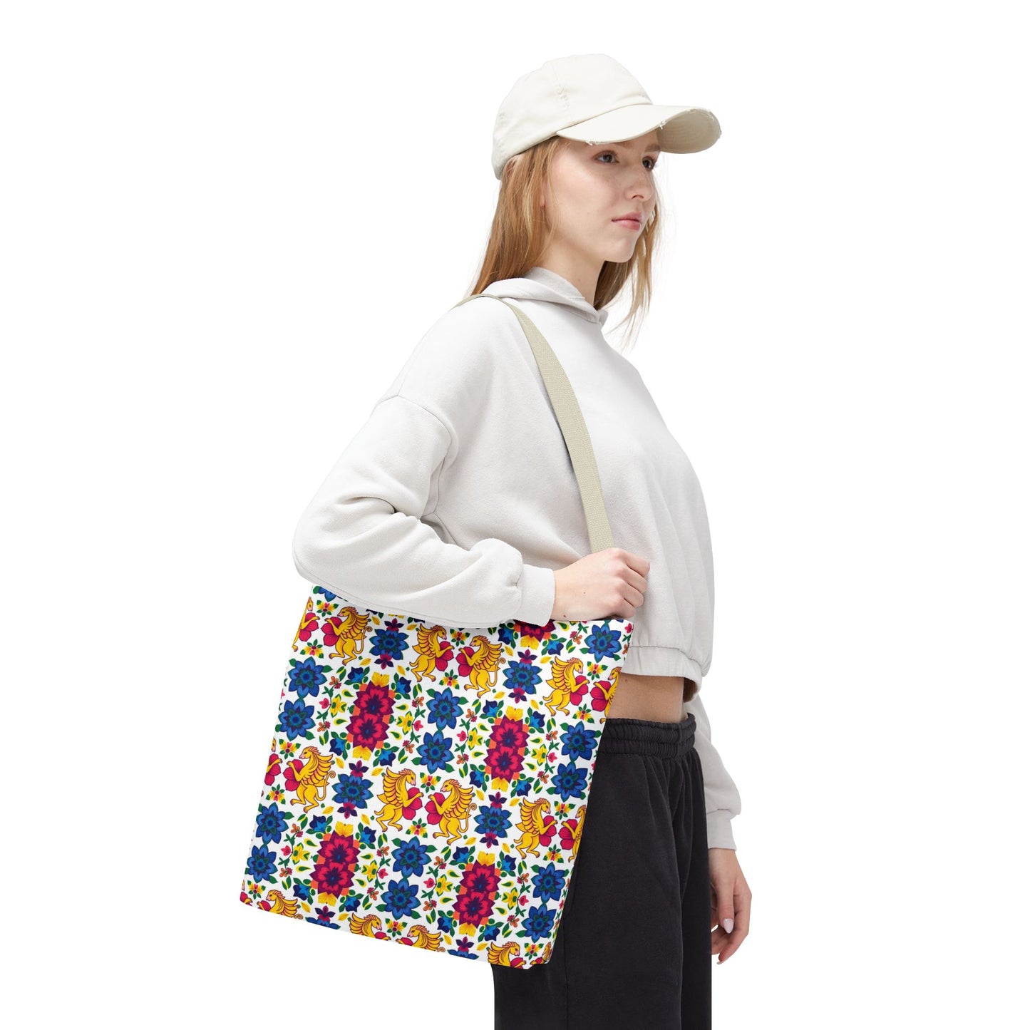 Tote Bag (AOP), Gemini, Zodiac, Flower Pattern