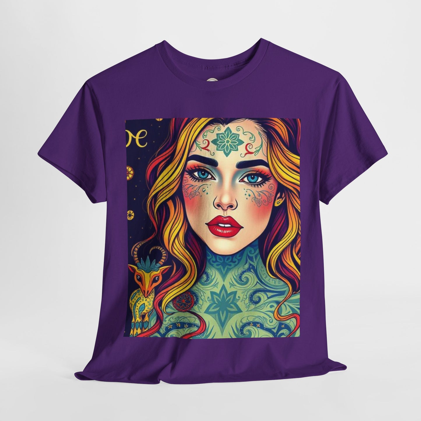 Unisex Heavy Cotton T-Shirt, Aquarius, Zodiac v2, Sexy Art