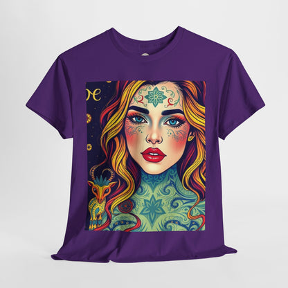 Unisex Heavy Cotton T-Shirt, Aquarius, Zodiac v2, Sexy Art