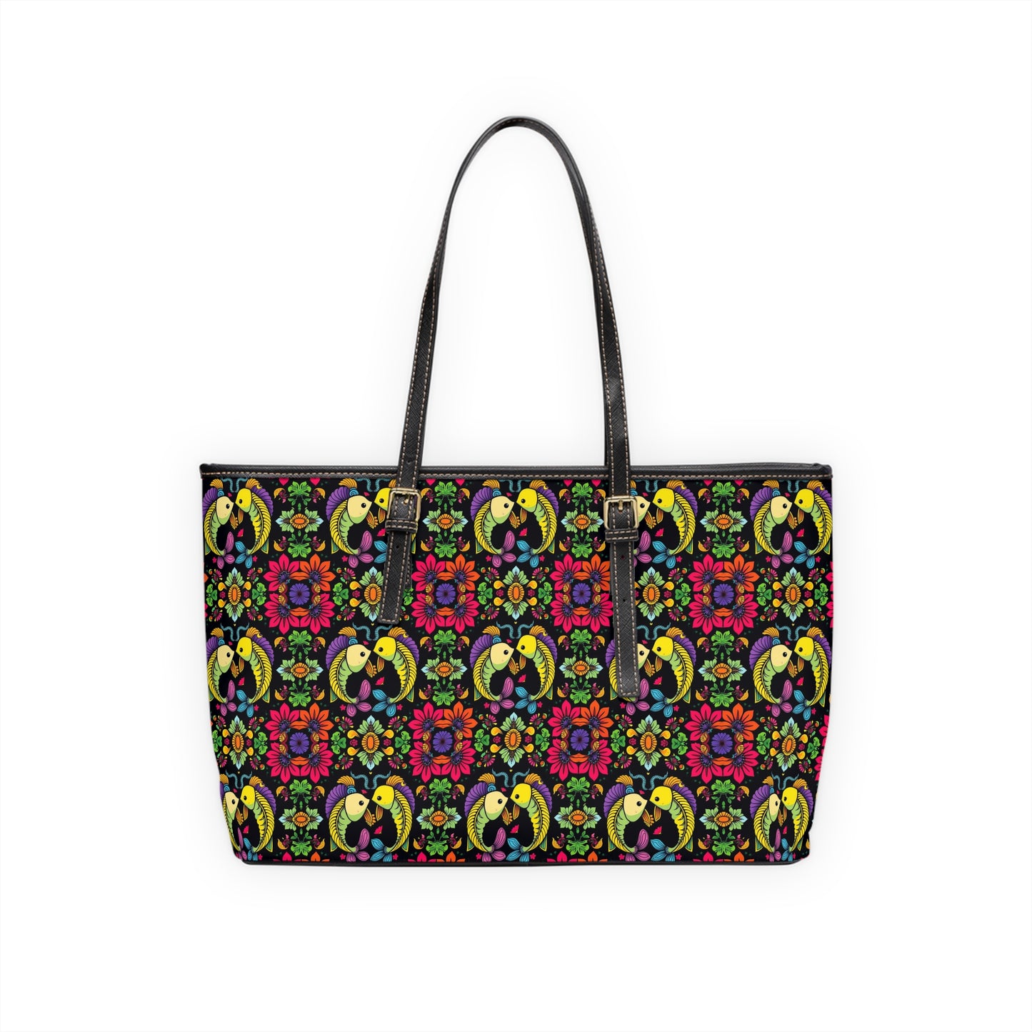 Leather Shoulder Bag, Pisces, Zodiac, Flower Pattern