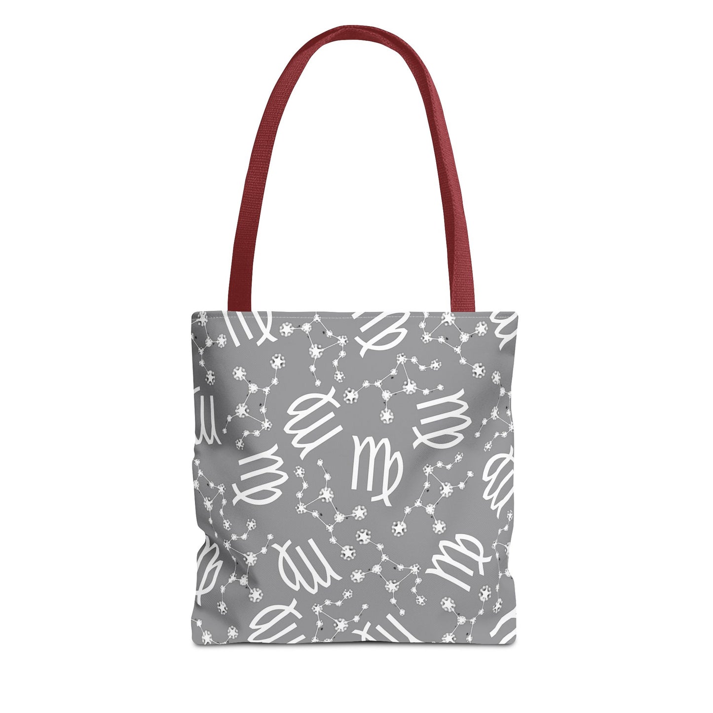 Tote Bag, Virgo Zodiac Sign, AOP, (Grey, White)