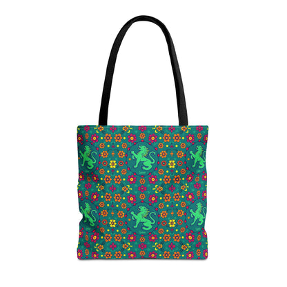 Tote Bag (AOP), Leo, Zodiac v1, Flower Pattern