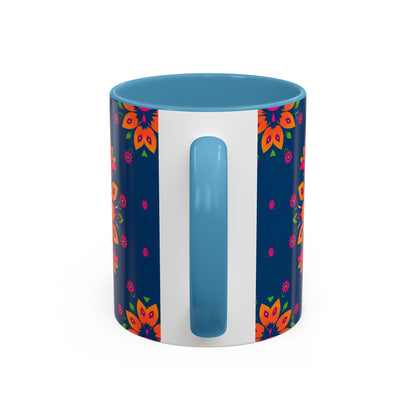 Accent Coffee Mug, Gemini, Zodiac v2, Flower Pattern, (11, 15oz)