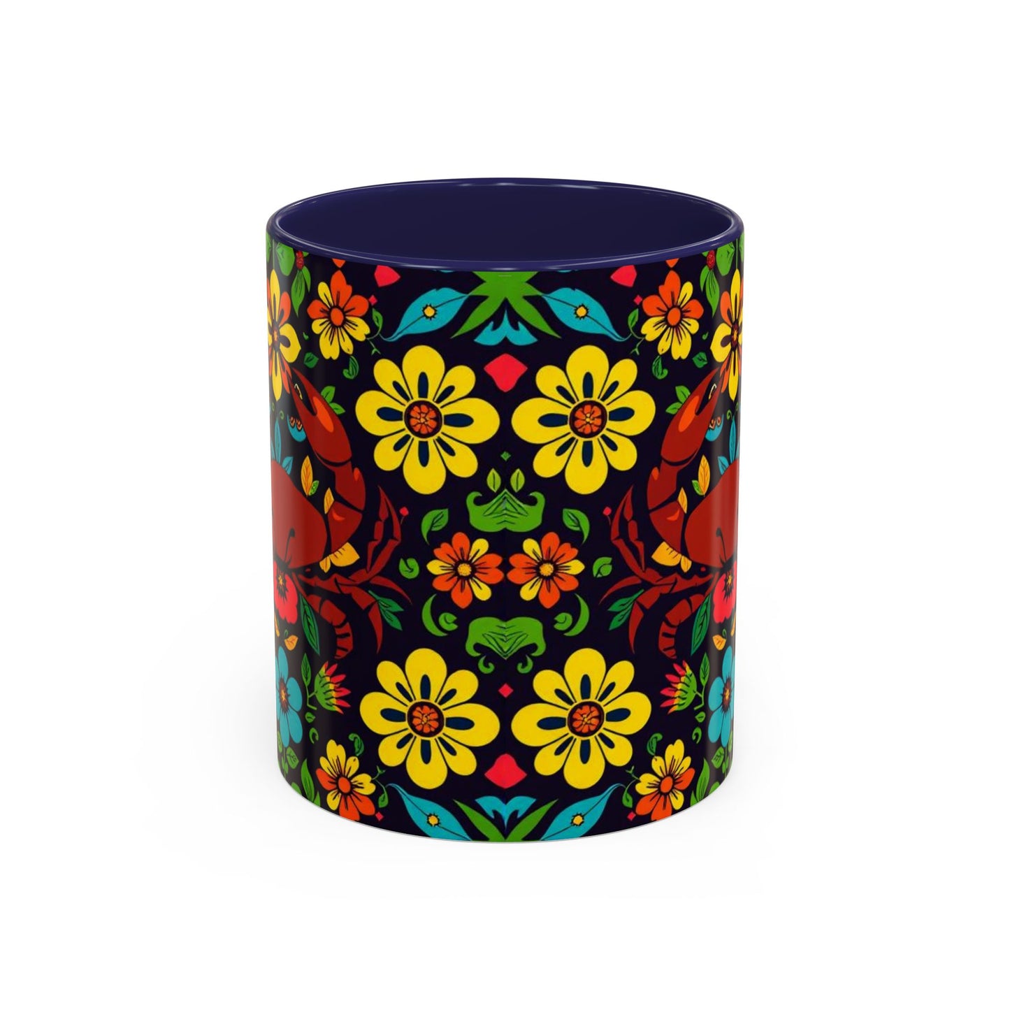 Accent Coffee Mug, Cancer, Zodiac v2, Flower Pattern, (11, 15oz)