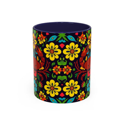 Accent Coffee Mug, Cancer, Zodiac v2, Flower Pattern, (11, 15oz)